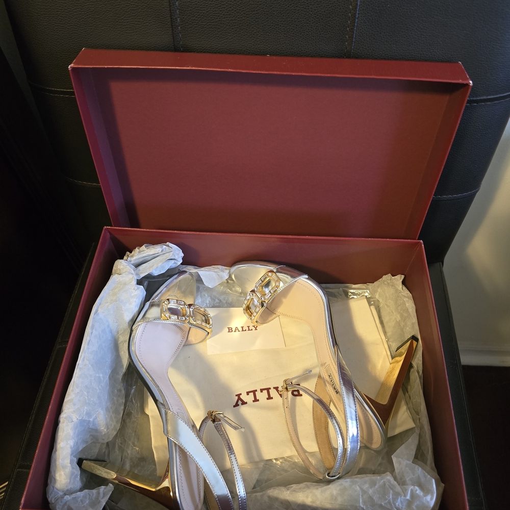 Bally Metallic Strappy Heels